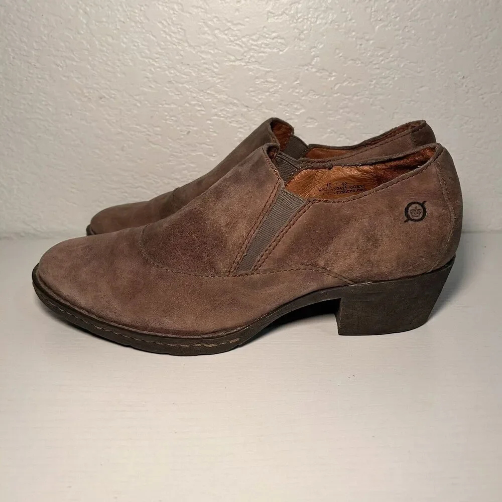 BORN Lawren Brown Women's Leather Slip On Shoes/Shooties W22411 Size 10M EU40